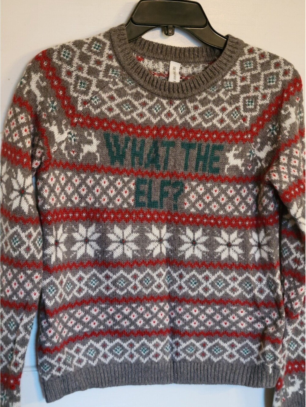 AEROPOSTALE Bethany Mota Christmas Sweater  S What The Elf Snowflake Reindeer